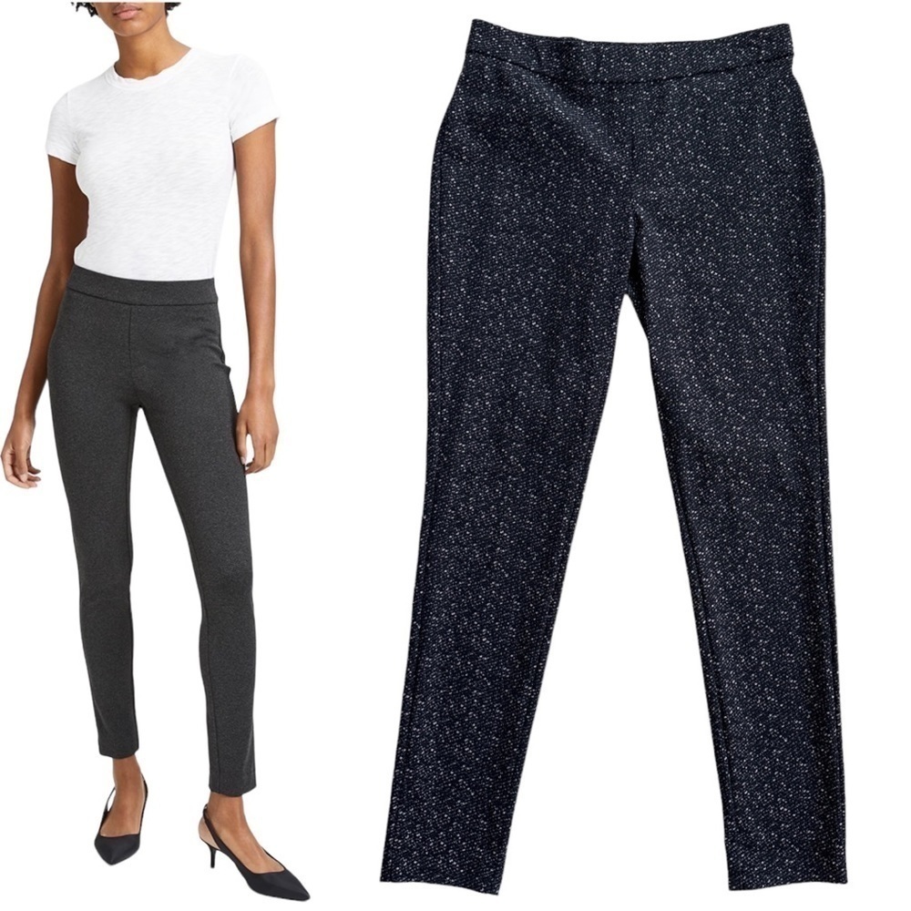 Theory Adbelle K Black/White Pull On Tweed Twill Pants M